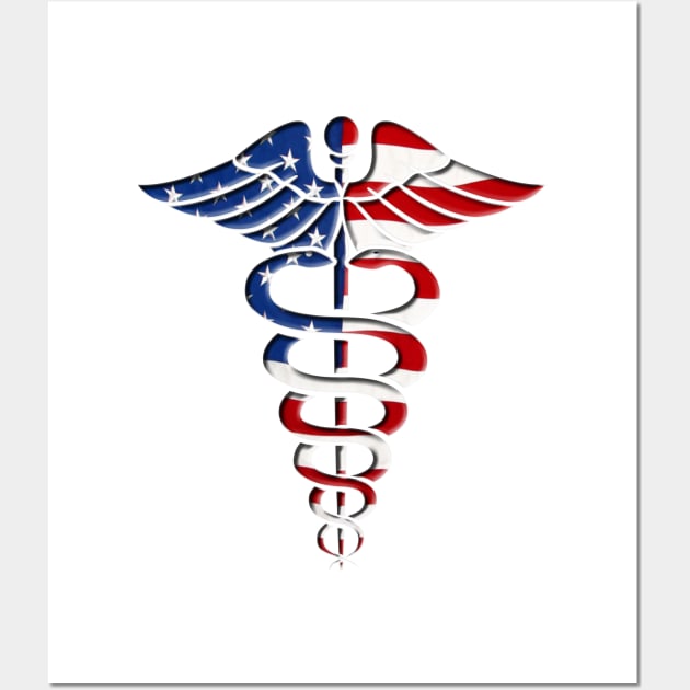 American Caduceus Wall Art by Dual Rogue